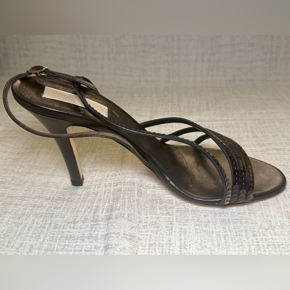 Vintage Michael Kors Ocean Strappy Heels in Bronze Metallic, Size 7 - Picture 5 of 14